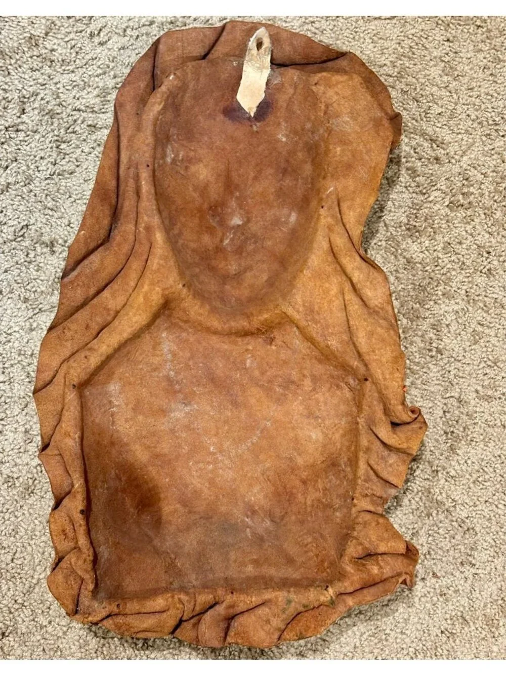 1970s African 3D Leather Hand Crafted Female Bust 19 Inch